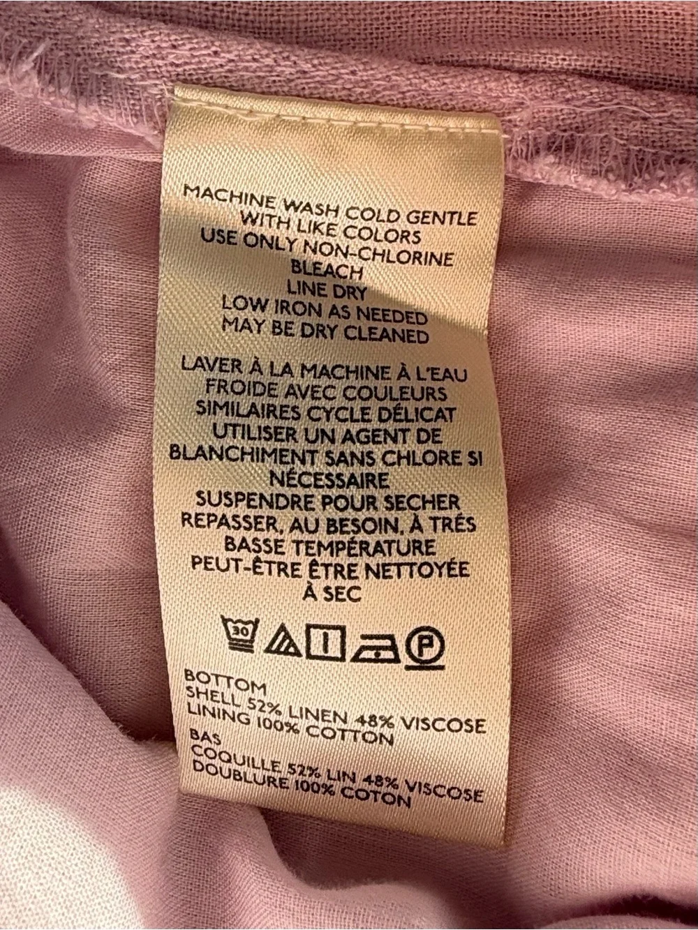 Free People Light Pink Linen-Blend Wide Leg Pants Size XS